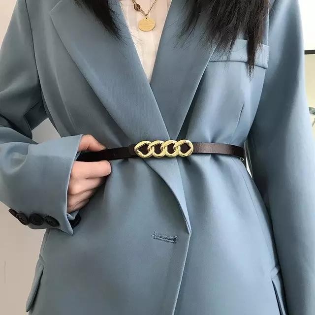 sabuk ikat pinggang wanita kulit pu belt korea fashion perempuan gold hitam