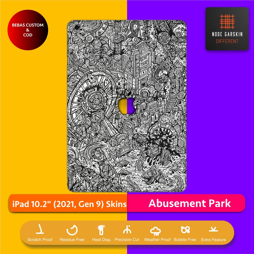 Garskin Skin iPad 10.2 2021 Gen 9 Abusement Park Fullbody / Backonly | Anti Lecet | Case | Vinyl