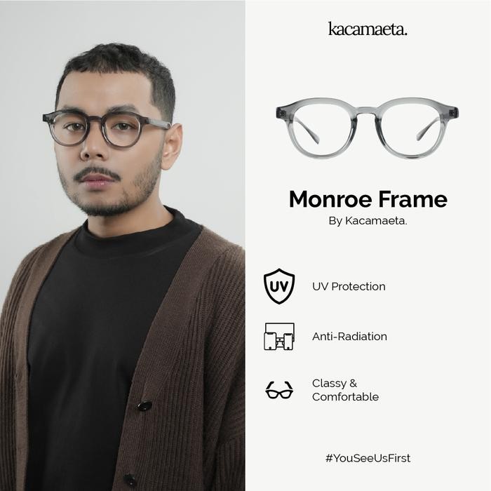Promo Monroe Frame By Kacamaeta - Kacamata Bulat Kacamata Tebal Unisex Lensa Normal Minus Plus