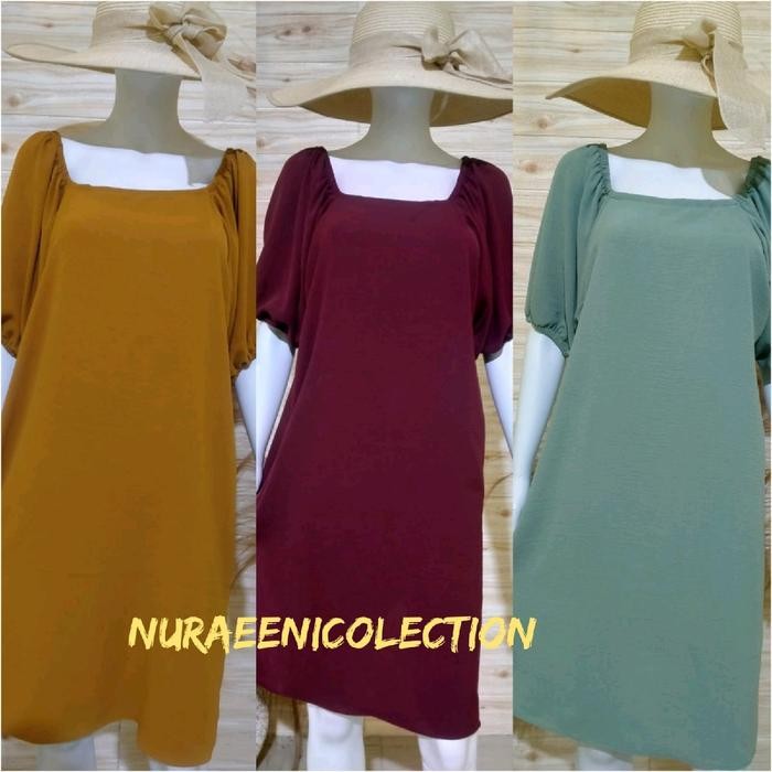 1fihz- Dress Kirana Crinkle Airflow Lengan Balon