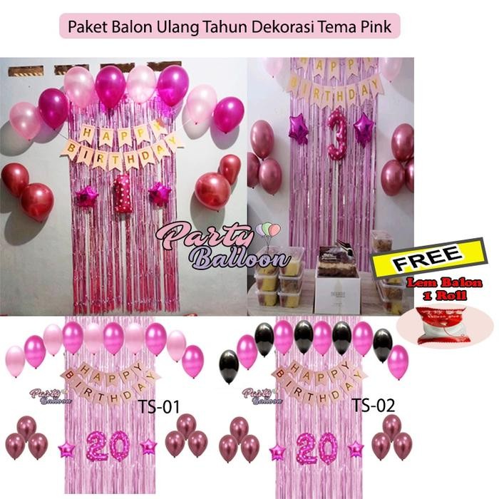 PAKET DEKORASI ULANG TAHUN ANAK PEREMPUAN DEWASA BALON DEKORASI ULANG TAHUN DEKORASI ULTAH TIRAI