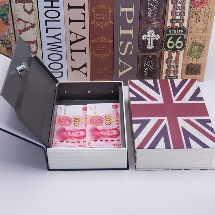 Brankas Brankas Besi Bentuk Buku Password Kode Angka Kamus Mini Kotak Penyimpanan Perhiasan Uang