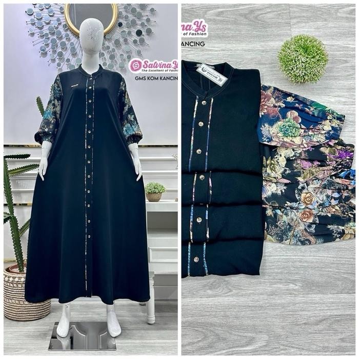KirimCpT- Gamis Salvina Ys Arabiyan Jeet Black (Syakira) Dress Wanita
