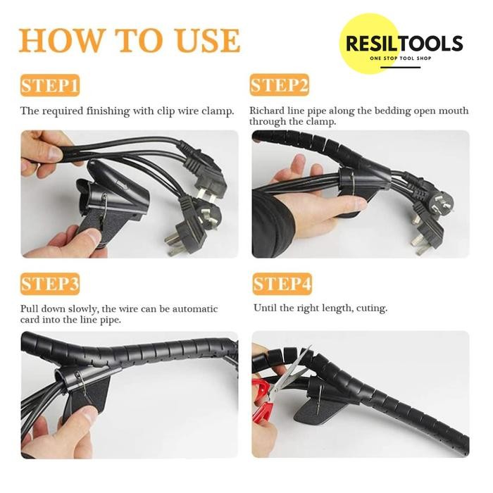 Cable Protector Spiral 32 Mm Selang Pembungkus Kabel Protektor Clip