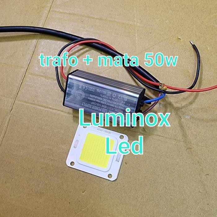 7mu4- Mata Led Cob 50W 50Watt Chip + Trafo Driver Pju Cobra 50 Watt 50 W