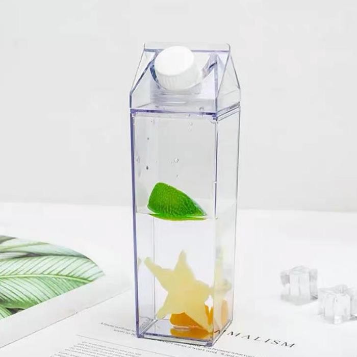 gdqo- Botol Air Kulkas Minuman Bening Transparan Plastik Kaca Akrilik 1000Ml