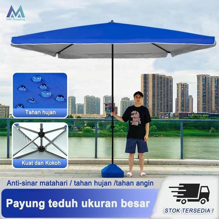 Payung Teduh Besar Anti UV- Payung Outdoor Lipat Persegi Panjang untuk Berjualan - Payung Komersial
