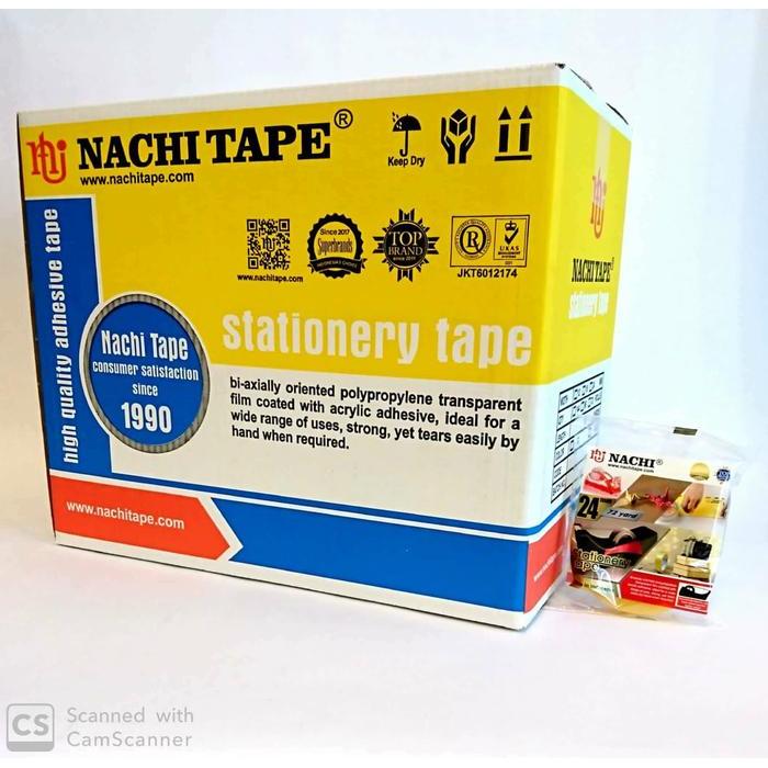 (Dus) Nachi Selotip Stationery Nachi Yellow Dus 24 mm x 72 yard 1 inci