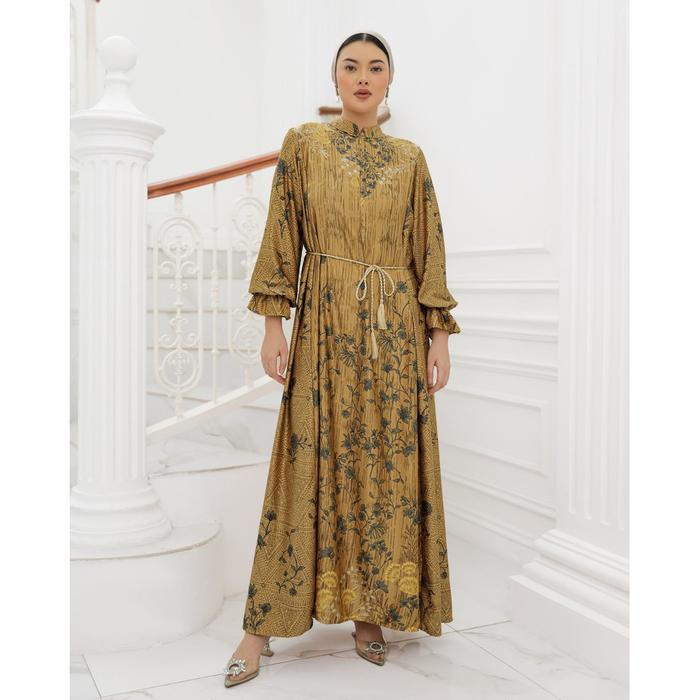 Geulis.id VARISHA DRESS / PRINTED DRESS / SARIMBIT KELUARGA (4 warna) - MUSTARD, XS