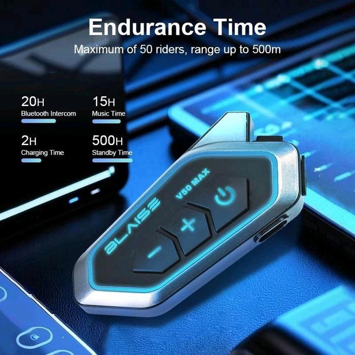 Diskon Blaise V50 Max Mesh Intercom Headset 50 Riders Helm Headset Bluetooth Helmet Headset V50 Max