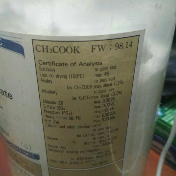 Potassium Acetate / Kalium Asetat / Potassium Acetat #Gratisongkir