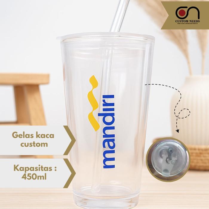 GELAS CUSTOM UV DTF BOTOL CUSTOM NAMA BOTOL KACA CUSTOM BM222 GELAS KACA CUSTOM