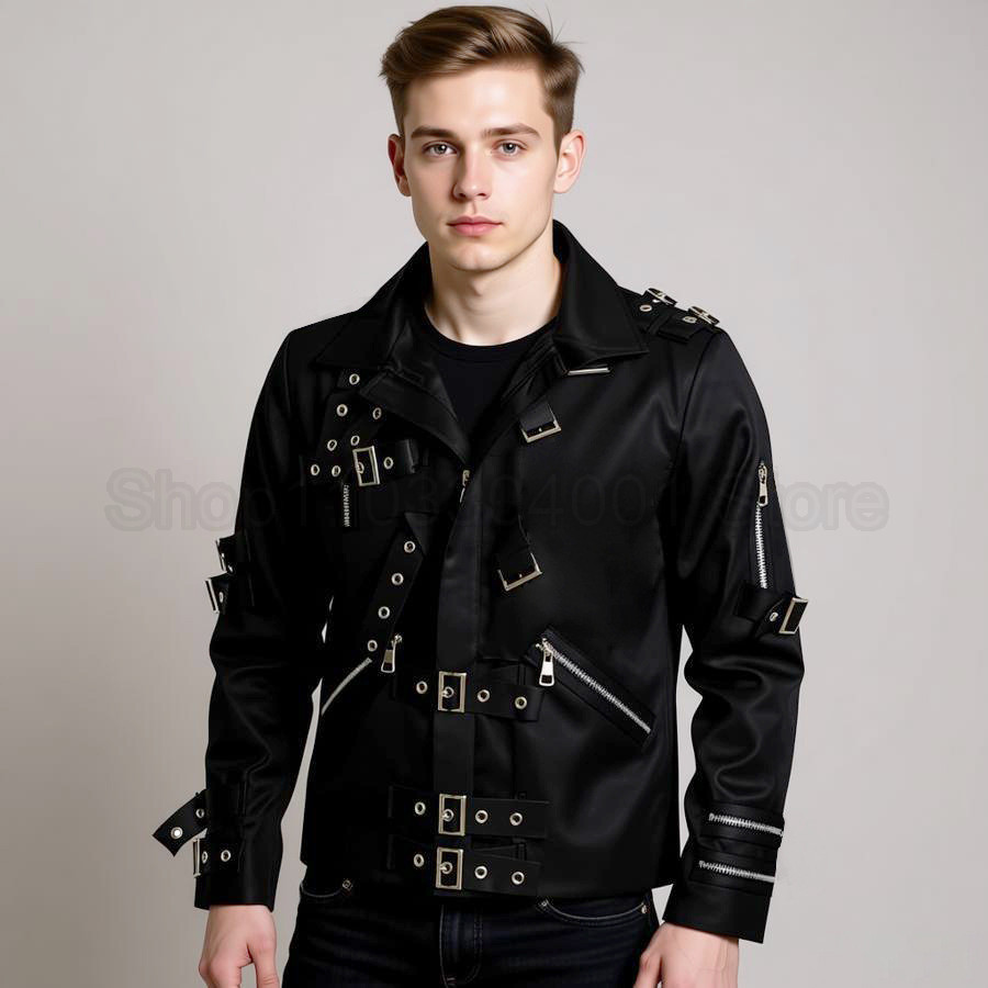 Role-Player Michael Jackson Cosplay Costume Bad Jacket Black Slim Bad Outwear Clothing For Man Adore