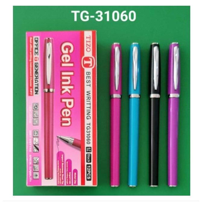 Promo Gel Ink Pen Bolpen Gel Office Tizo Tg-31060 Pulpen Gel 0.7Mm Warna Hitam (1 Kotak Isi 12 Pcs)