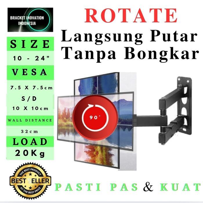 (PROMO) BRACKET ROTATE LED LCD UHD TV 90 DERAJAT PUTAR LANGSUNG 10 - 43 INCH
