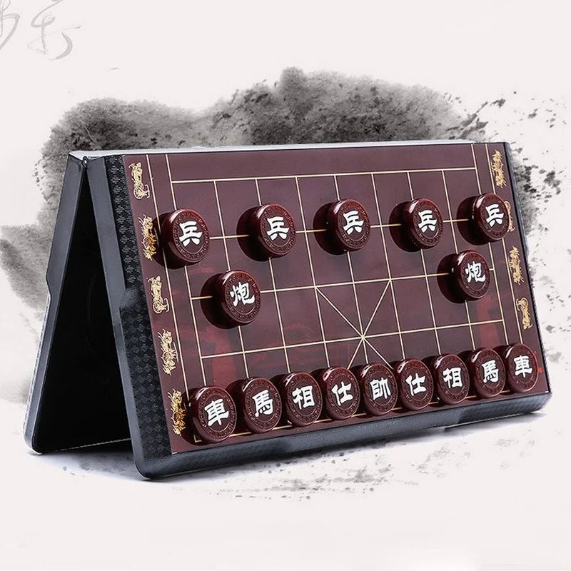 Xiangqi Magnetic Chess Set Folding Chinese Board Game Puzzle Travel Educational Toy with 32 Pieces
