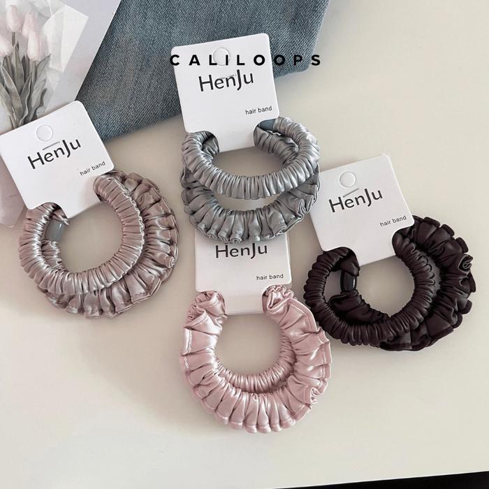 Caliloops 1 Set 2 Pcs Ikat Karet Rambut Scrunchies Wanita Korean Style Rixa Terlaris