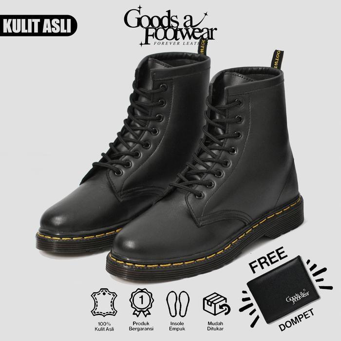 TERMURAHH GOODS A FOOTWEAR Firlo - Sepatu Boots Docmart Tinggi Pria 8 hole Kulit Asli