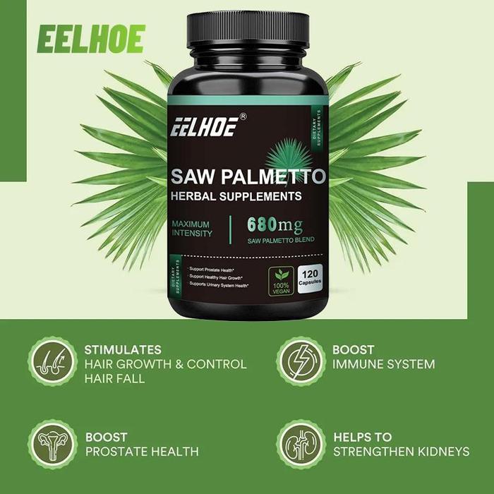 Eelhoe Saw Palmetto Suplemen Saw Palmetto 680 Mg 120Pcs Terlaris
