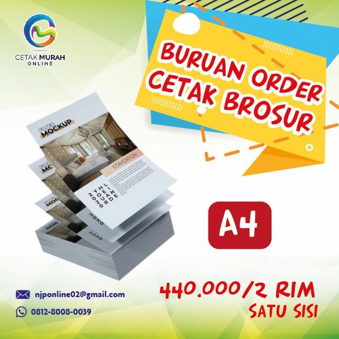 

Cetak Brosur A4 (1Sisi ) 2 rim / 1000 lbr Art Paper 120 gr Murah !