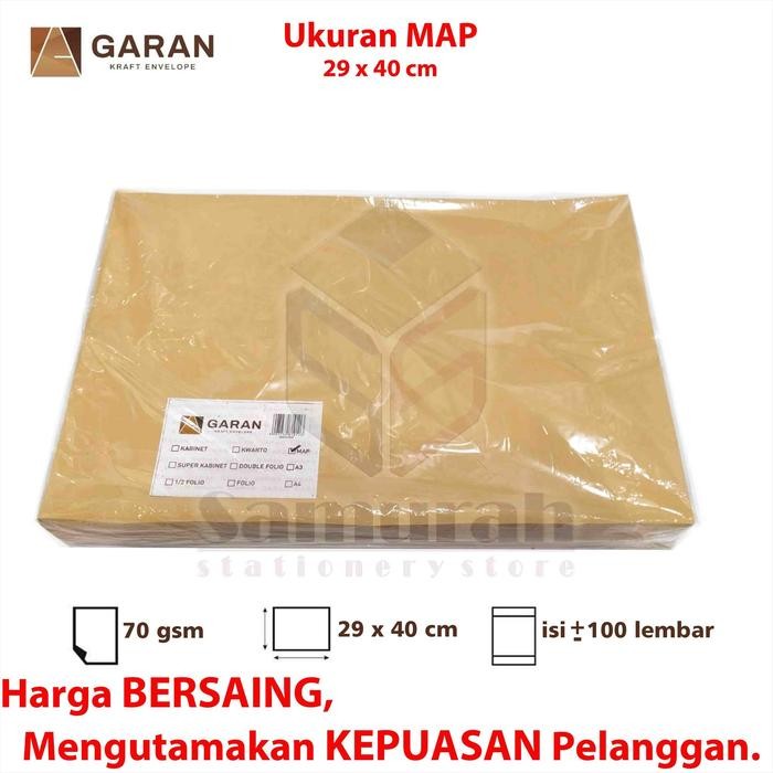 

AMPLOP KERTAS COKLAT GARAN UKURAN MAP 39 X 40 CM 1 PAK ISI 100 KODE 552