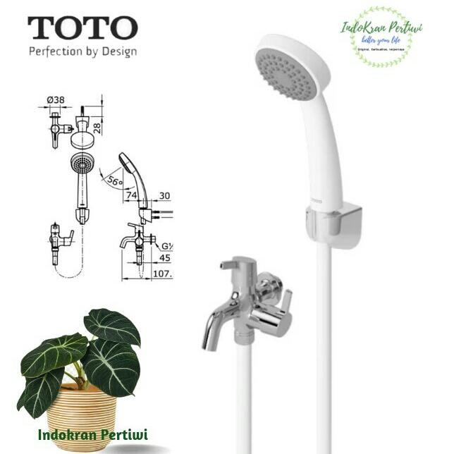 Terbaik Shower Mandi Set Toto Tx423Meb + Kran Cabang Toto 100% Ori