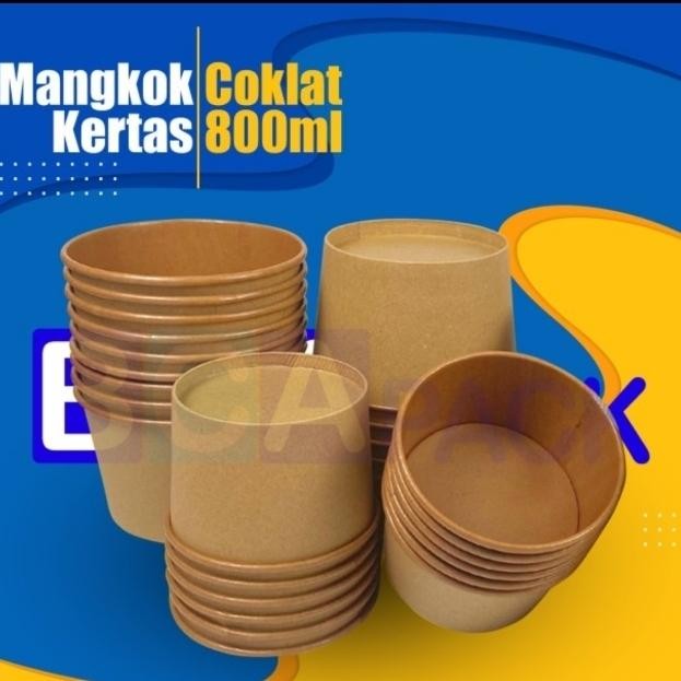 

PAPER BOWL KRAFT 800ML - Mangkok Kertas Coklat 800ml - ISI 500pcs