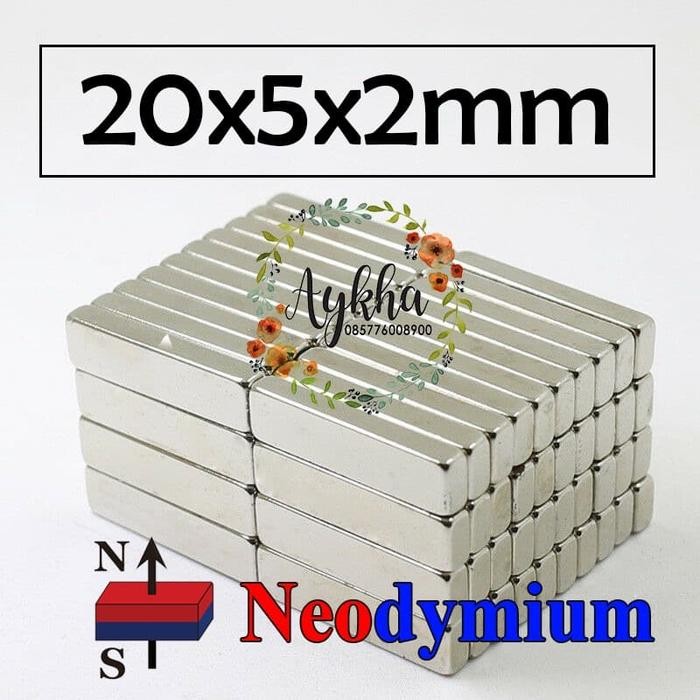 New Magnet Super Kuat Neodymium Kotak Persegi Panjang 20x5x2mm 20x5x2 mm
