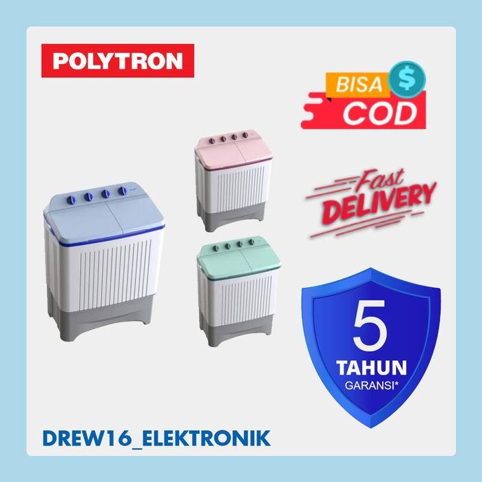 Mesin Cuci 2 Tabung Polytron PWM-7363. 7.5KG