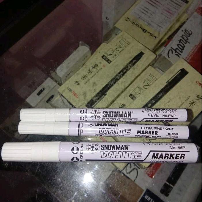 OJ spidol putih snowman medium, fine, extra fine