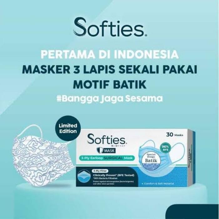ORIGINAL Masker MEDIS lbh aman Softies Surgical Batik Medis Batik MASKER SENSI READY STOCK
