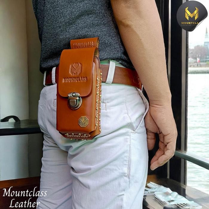Ready Dompet Sarung Hp Pinggang Pria Kulit Asli 100% Original Mount Class Leather Premium Waistbag