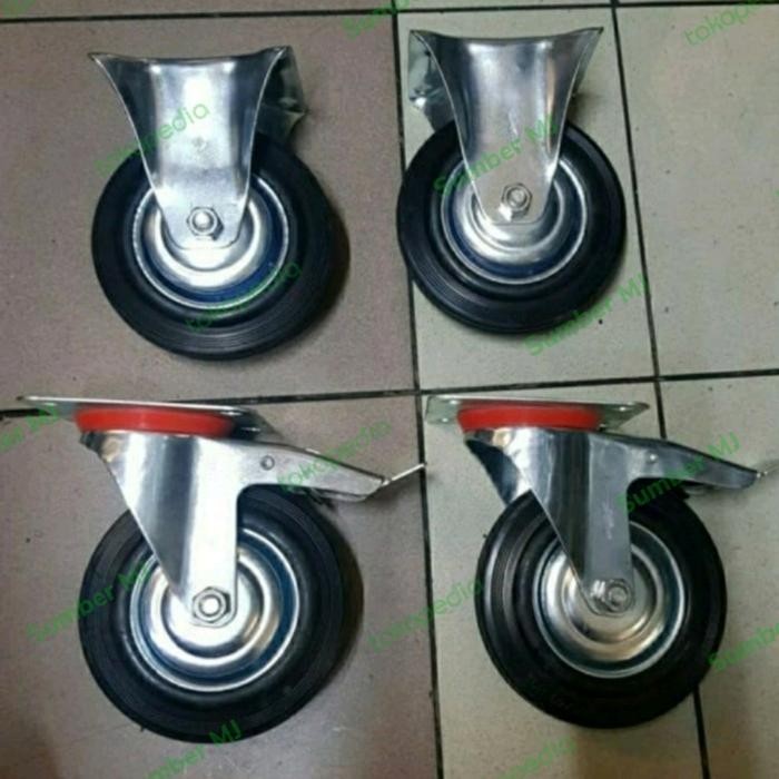 Ready Roda Troli Etalase Grobak Karet 8 inch 1 set 4 roda
