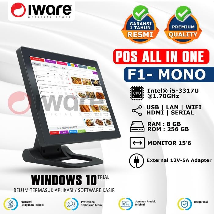 Ready Pos All In One Mesin Kasir Iware F1 Mono Core i5 Touchscreen System PC