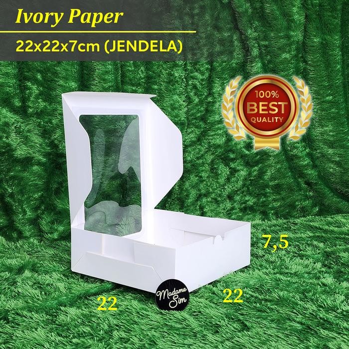 BOX IVORY - KOTAK NASI - DUS KUE - KOTAK CAKE 22x22x7 (JENDELA)