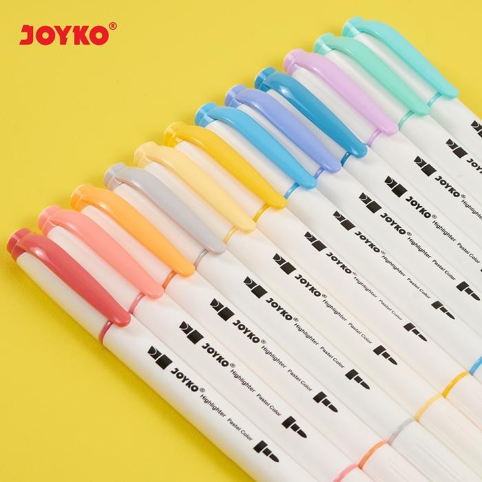 

New Joyko PASTEL Highlighter Set 6 12 Colours SET / Spidol Penanda Berwarna PASTEL Joyko 6 12 Warna