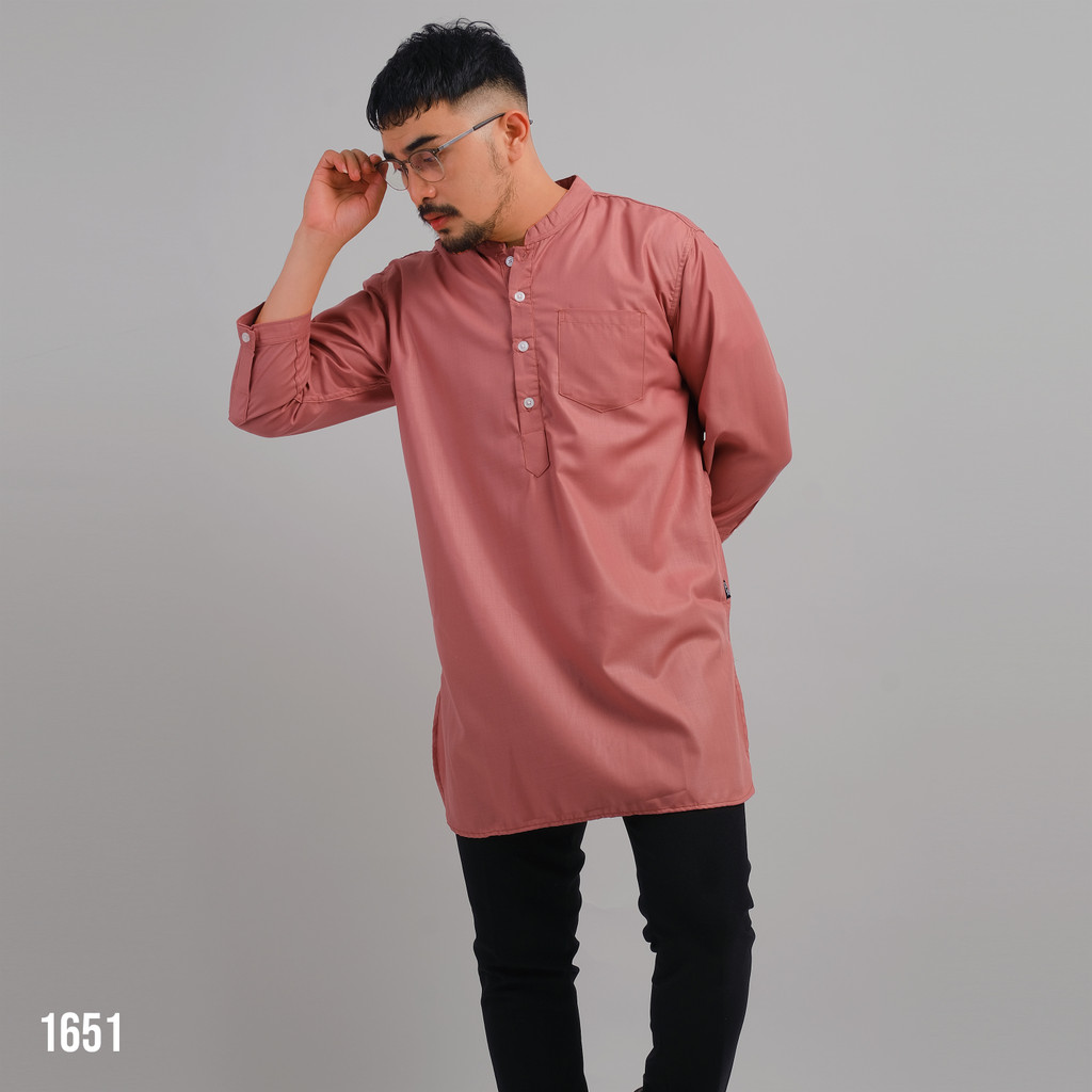 DGM Baju Koko Pria Toyobo Lengan 3/4 Polos Premium Pink Salem Koko Kurta 1651