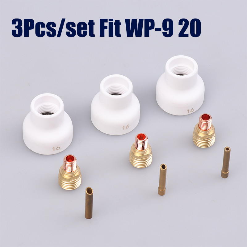 3Pcs TIG Welding #16 1.6/2.4/3.2MM White Ceramic Nozzle Alumina Cup Kit Torches WP9 20 25 Stubby