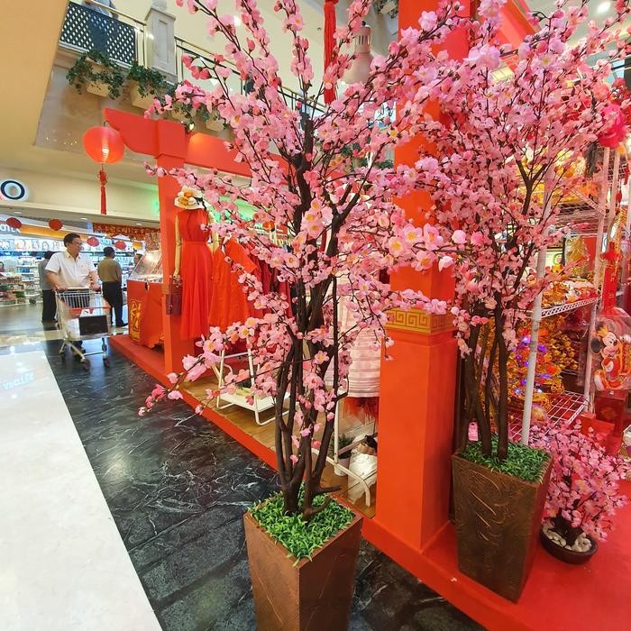 Pohon Meihwa Imlek Besar 180cm Dekorasi Pohon Sakura Pink Merah Meihua