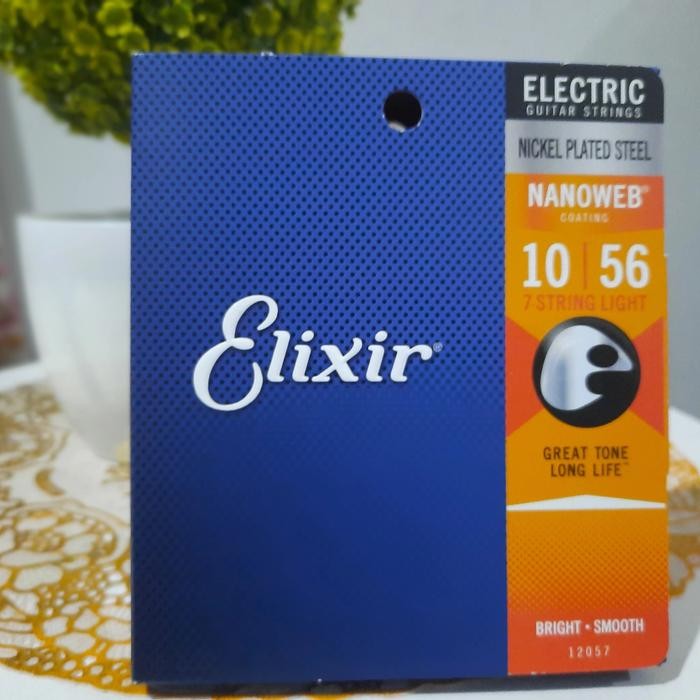Elixir 12057 Nanoweb Electric Guitar String 010-056 7-string