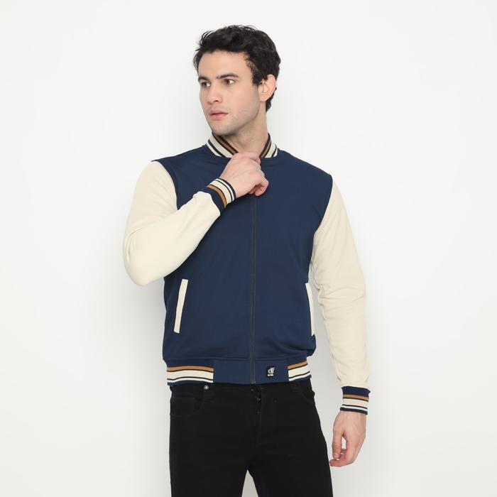 d&f Jaket Bomber CVC Pria Navy Cream
