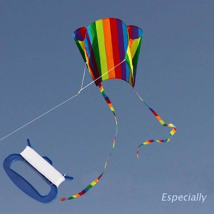 Esp Layang-Layang Parafoil Warna Pelangi Dengan Ekor Lembut Ukuran