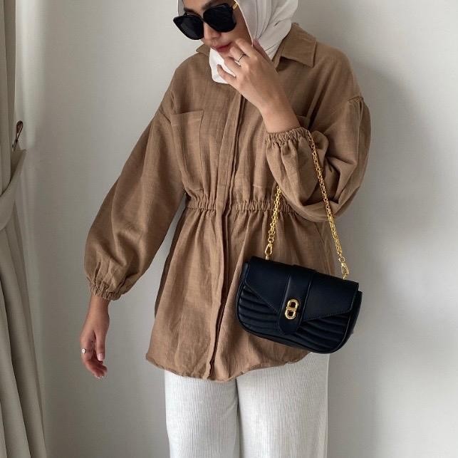 Blouse serut pinggang Baju Tangan Karet