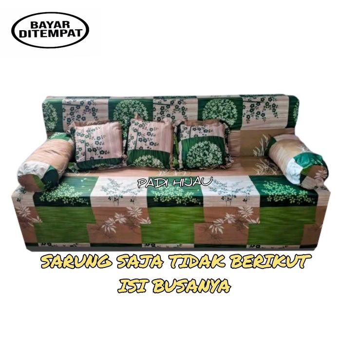 Cover sarung Sofa Bed Busa Inoac/royal Tebal 15-20 cm No 1 2 3 4 Motif Bunga Hitam Resleting