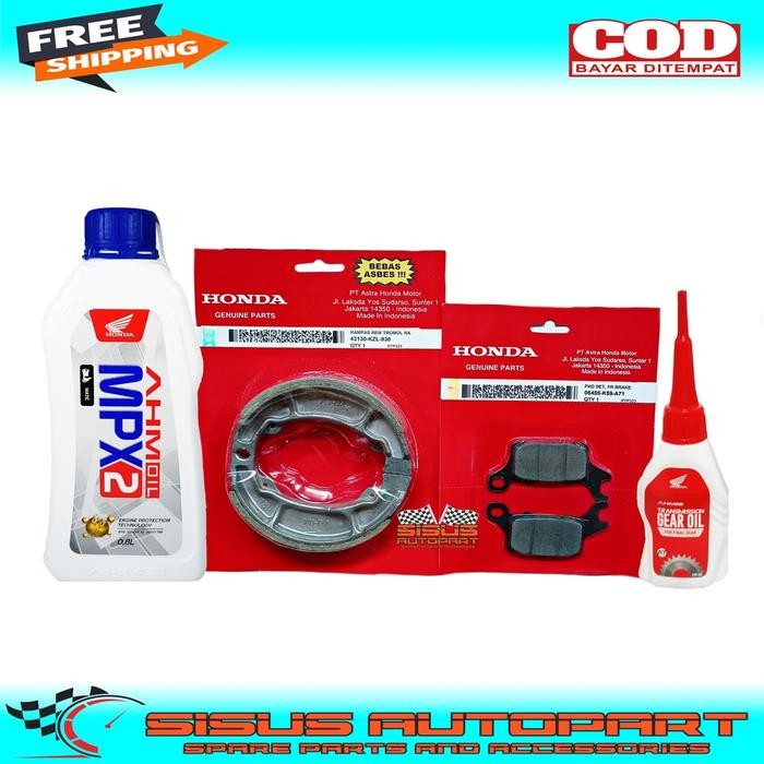PAKET KAMPAS REM DEPAN BELAKANG OLI MPX 2 OLI GARDAN HONDA VARIO 150 NEW GENIO VARIO 125 NEW /