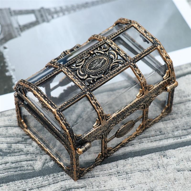 Vintage Transparent Pirate Treasure Storage Box Candy Trinket for Jewelry Crystal Gem Trinket Box Ho