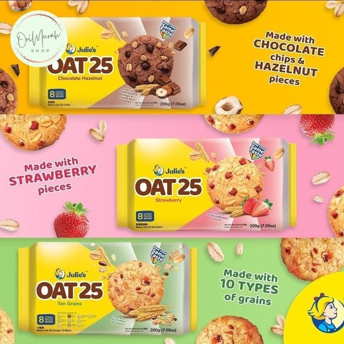 ORIGINAL Julies Biskuit Lemond Julie's Biscuit Oat 25 Cheddar Cheese Chocolate Strawberry Peanut