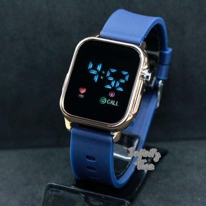 Jam Tangan Led Watch Jss3642 Kotak Cewek Cowok Strap Karet Promo 