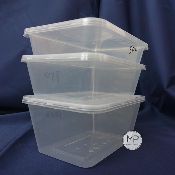 Thinwall Rectangle Ot 1000Ml Cup Mika Oti Food Container Kotak Makan Plastik Persegi Panjang 1000Ml