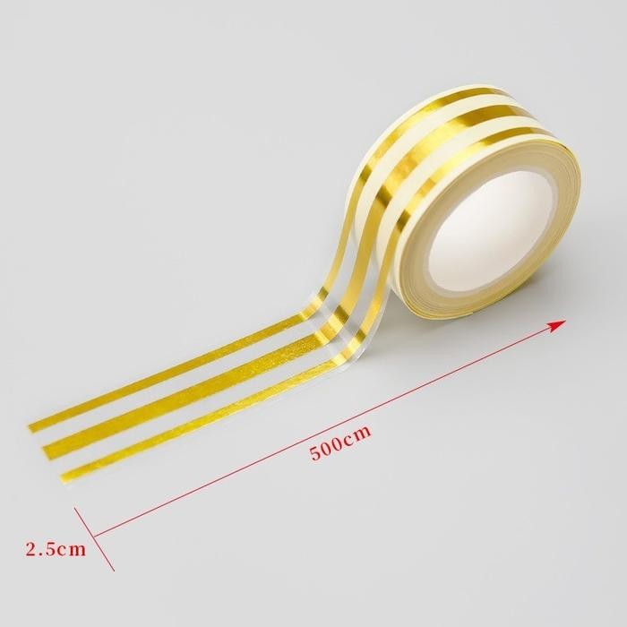 o2iq- Vinnatsu-500Cm Gold Selotip Masking Tape Gold Washi Tape Stiker Gold Selotip Masking